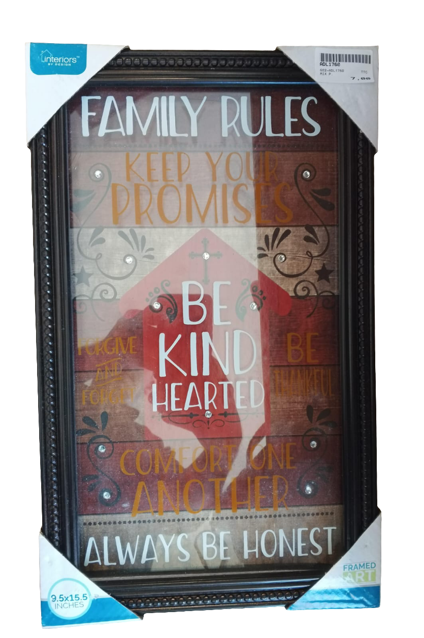 Family rules wall decoration
